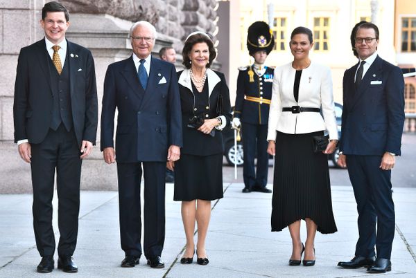 Talman Andreas Norlén och kungafamiljen vid riksmötets öppnande 2021.