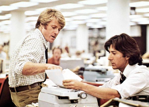Robert Redford och Dustin Hoffman i ”Alla presidenters män” från 1976.
